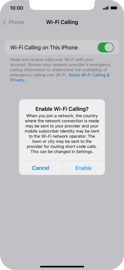 If you turn on the function, press Enable.