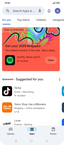 Press the search field.