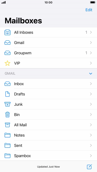 Press the required email account.