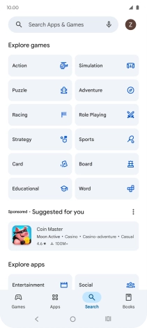 Press the search field.