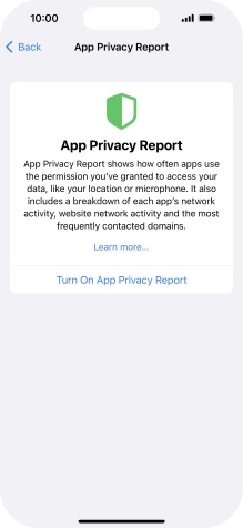Press Turn On App Privacy Report to turn on the function.