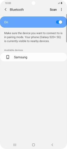 Press the required Bluetooth device and follow the instructions on the screen to pair the device with your phone.