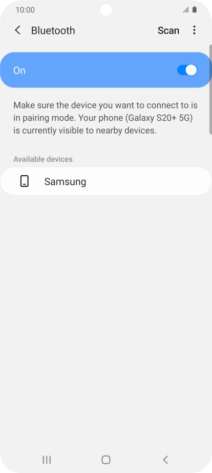 Press the required Bluetooth device and follow the instructions on the screen to pair the device with your phone.