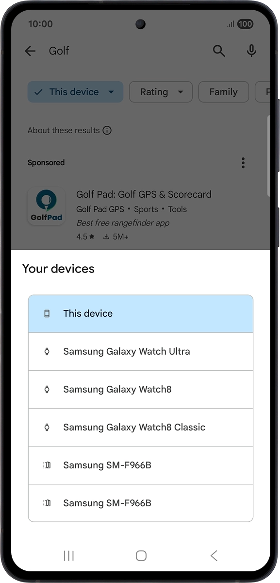 On your phone: Press Samsung Galaxy Watch Ultra.