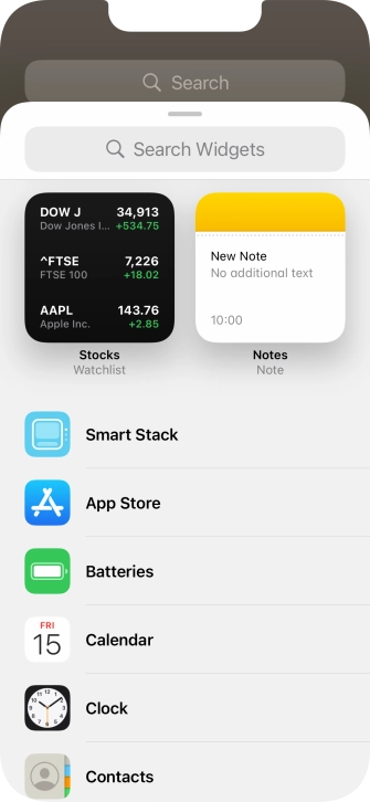 Press the required widget.