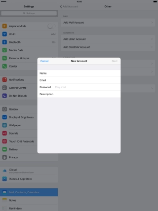 Press Description and key in the required name of your email account.