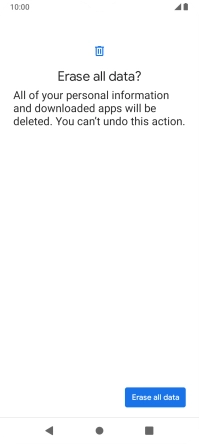 Press Erase all data. Wait a moment while the factory default settings are restored. Follow the instructions on the screen to set up your phone and prepare it for use.