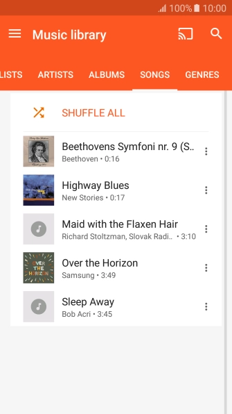 Press the required audio file.