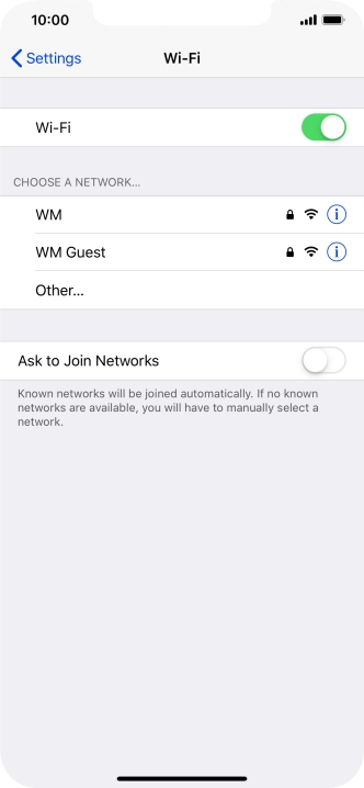 Press the required Wi-Fi network and key in the password for the Wi-Fi network.