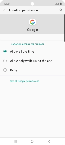 Press the required setting.