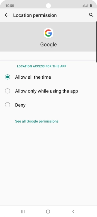 Press the required setting.