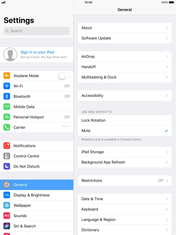 Press Sign in to your iPad.