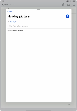 Press the text input field and write the text for your email message.