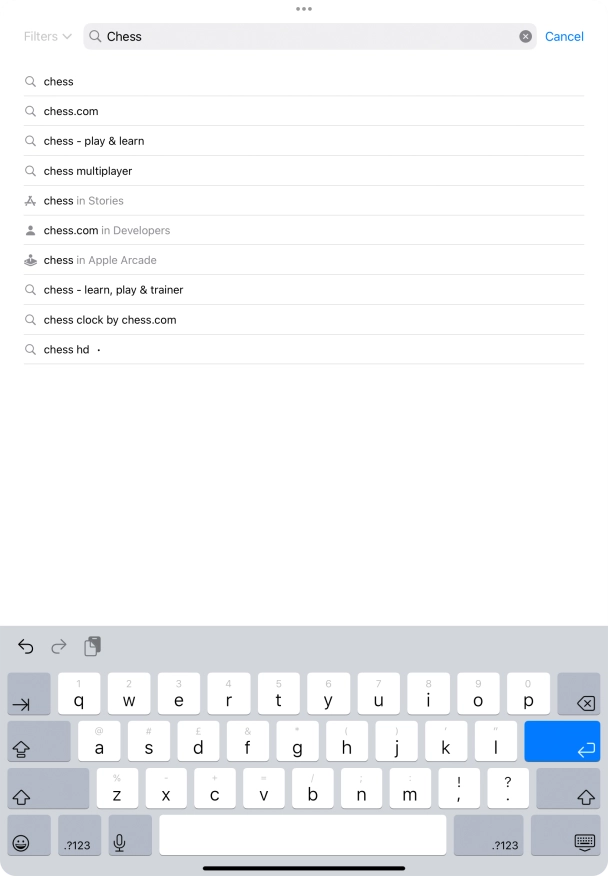 Key in the name or subject of the required app and press enter.