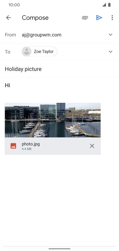 Press the send icon when you've finished your email message.