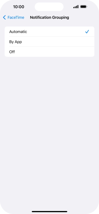 Press the required setting.