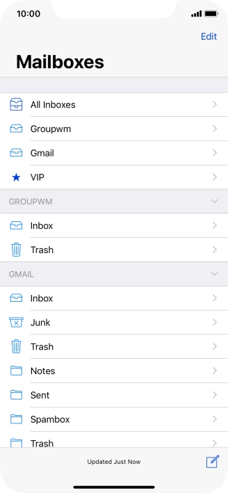Press the required email account.