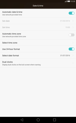 Press Automatic time zone to turn on the function.