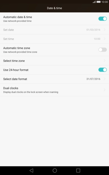 Press Automatic time zone to turn on the function.