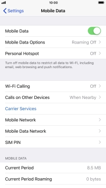 Press Mobile Data Options.