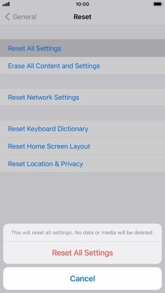 Press Reset All Settings.