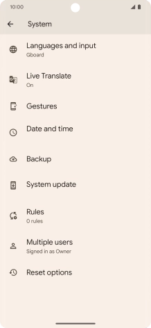Press Reset options.