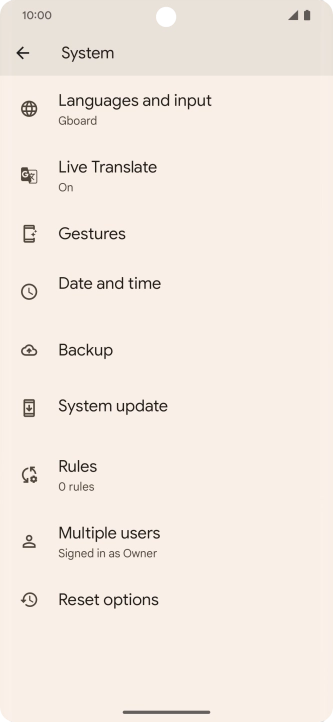 Press Reset options.