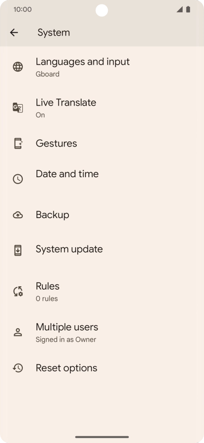 Press Reset options.