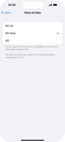 To turn on use of 5G primarily, press 5G On.