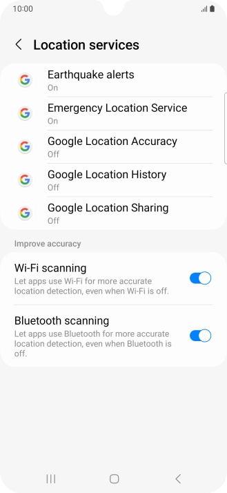 Press Google Location Accuracy.