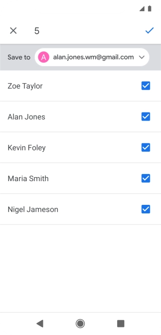Press the fields next to the required contacts to select them.