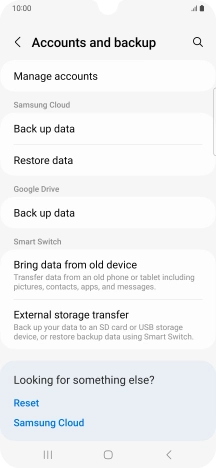 Press Manage accounts.