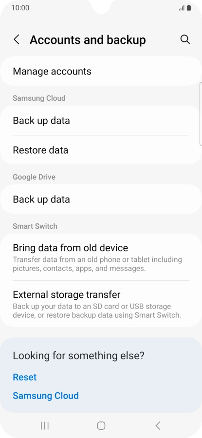 Press Manage accounts.