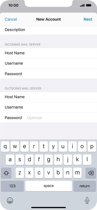 Press Password and key in the password for your email account. Please note that if you're using Vodafone's outgoing server, leave the password field empty.