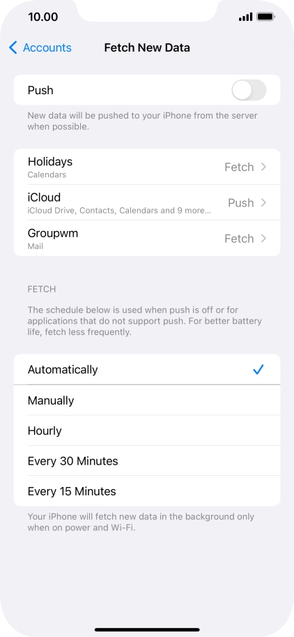 If you turn off the function, press the required setting.
