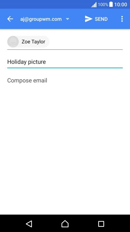 Press the text input field and write the text for your email message.