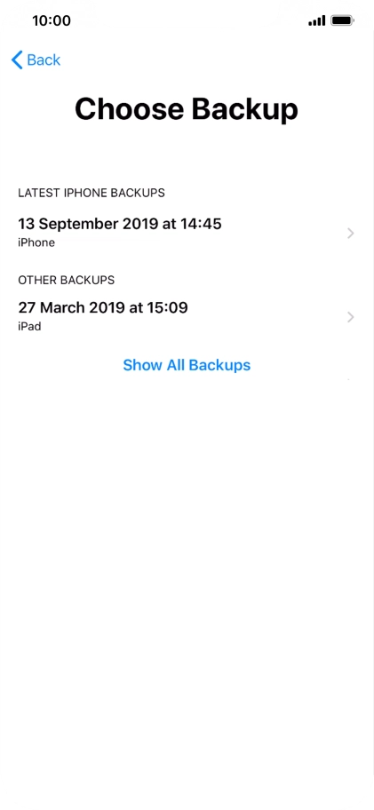 Press the required backup and your phone restores the content of the selected backup. Subsequently, follow the instructions on the screen to set up your phone and prepare it for use.