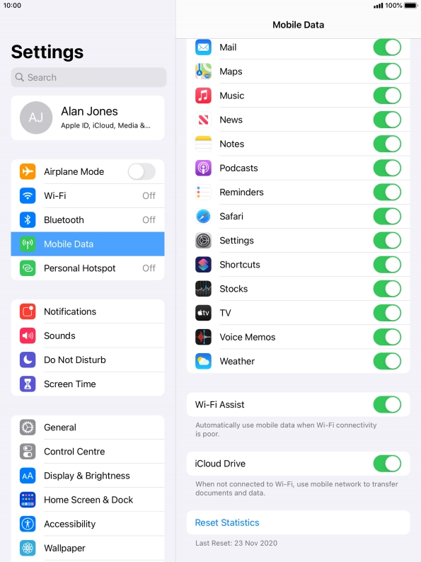 Press the indicator next to 