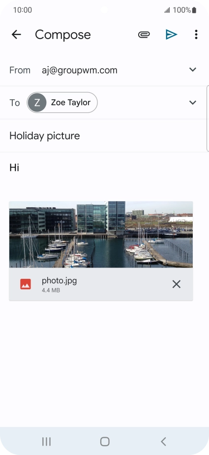 Press the send icon when you've finished your email message.