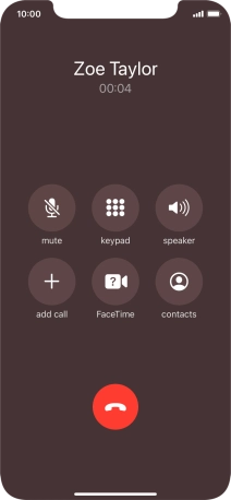 Press the end call icon to end the call.