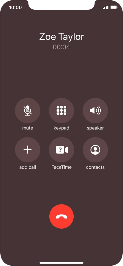 Press the end call icon to end the call.