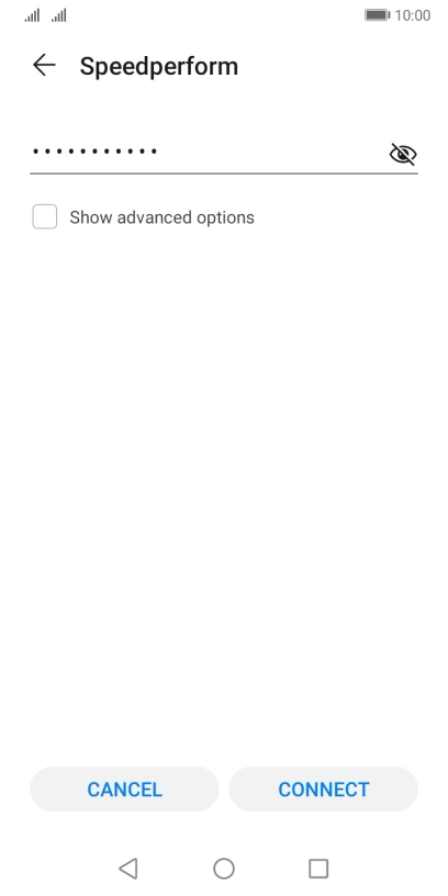 Key in the password for the Wi-Fi network and press CONNECT.