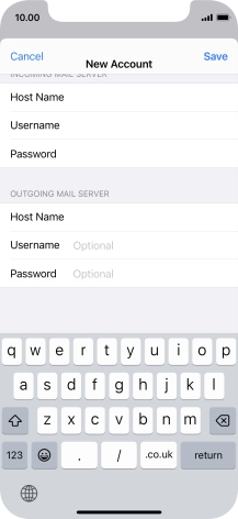Press Username and key in the username for your email account. Please note that if you're using Vodafone's outgoing server, leave the username field empty.