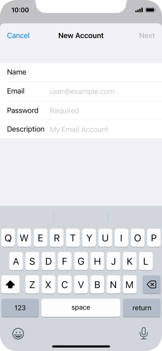 Press Email and key in your email address.