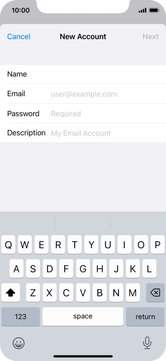 Press Email and key in your email address.