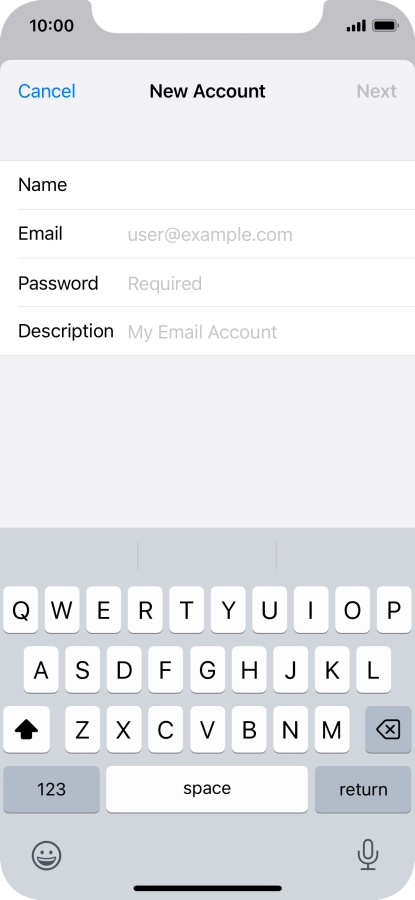 Press Email and key in your email address.
