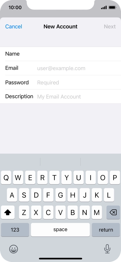 Press Email and key in your email address.