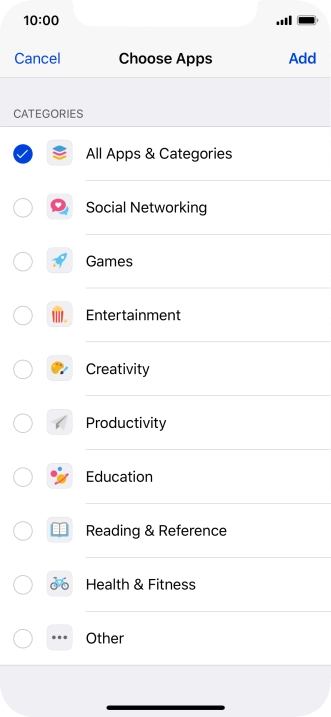 Press the required categories.