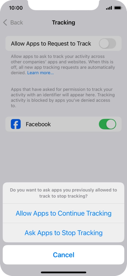 If you turn off the function, press the required setting.