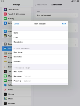 Press Username and key in the username for your email account. Please note that if you're using Vodafone's outgoing server, leave the username field empty.